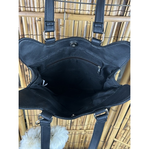 Cute Cat Face Vegan Leather Tote Bag Purse With White Pom Poms - Picture 8 of 14